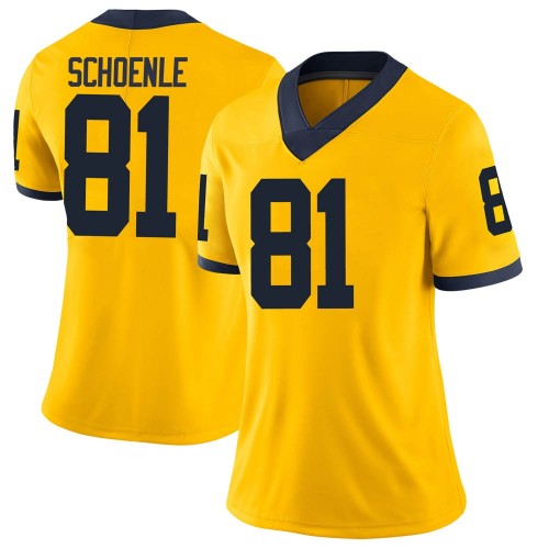Nate Schoenle Michigan Wolverines Women's NCAA #81 Maize Limited Brand Jordan College Stitched Football Jersey ENI4354RF